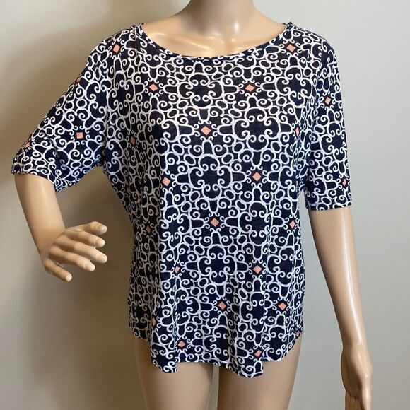 LOFT Ann Taylor linen printed short sleeve t-shirt, size M. - Picture 1 of 7